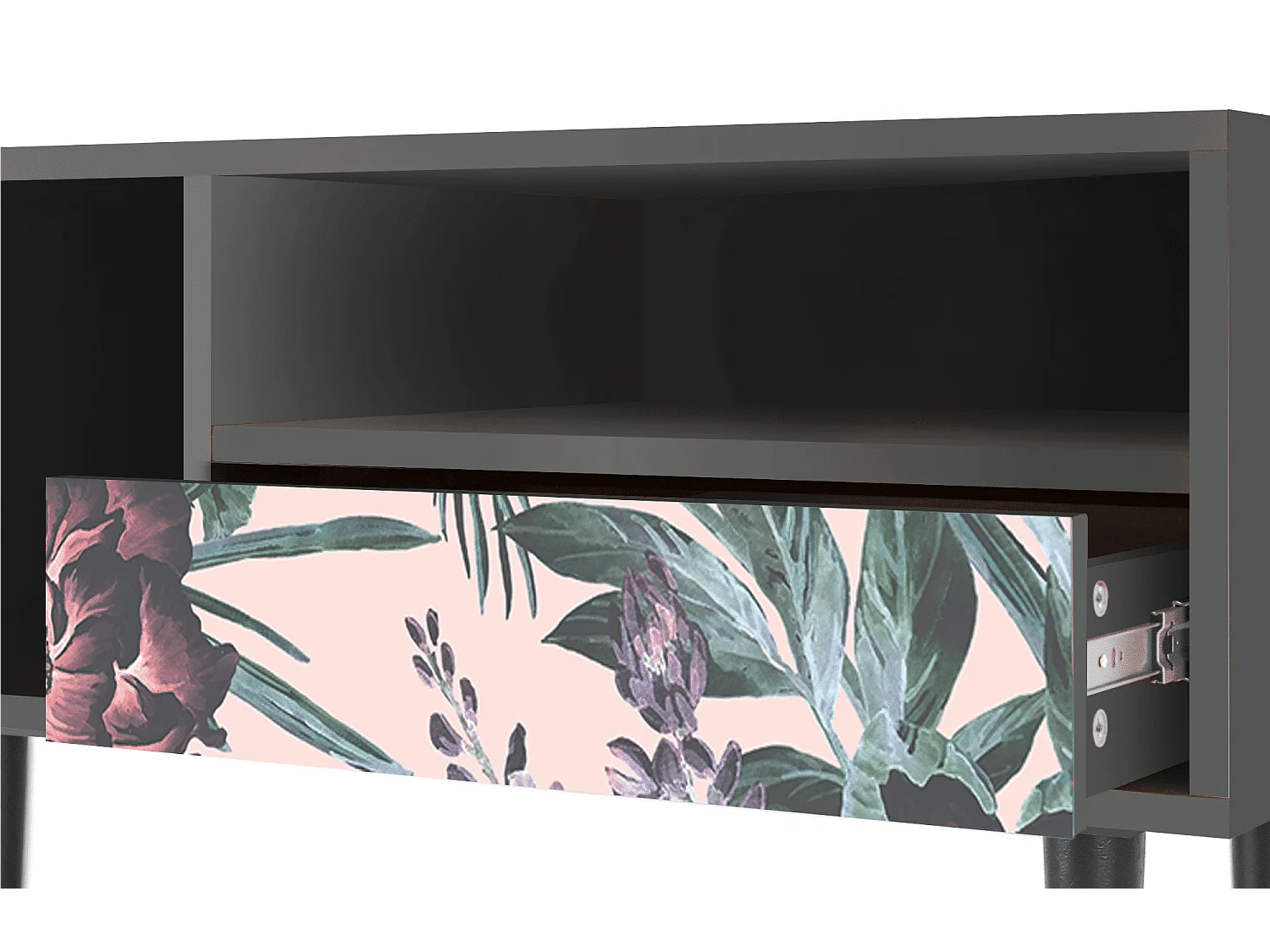 Mueble de TV - 115х59х48 cm - T3 - Peach Peonies, Antracite