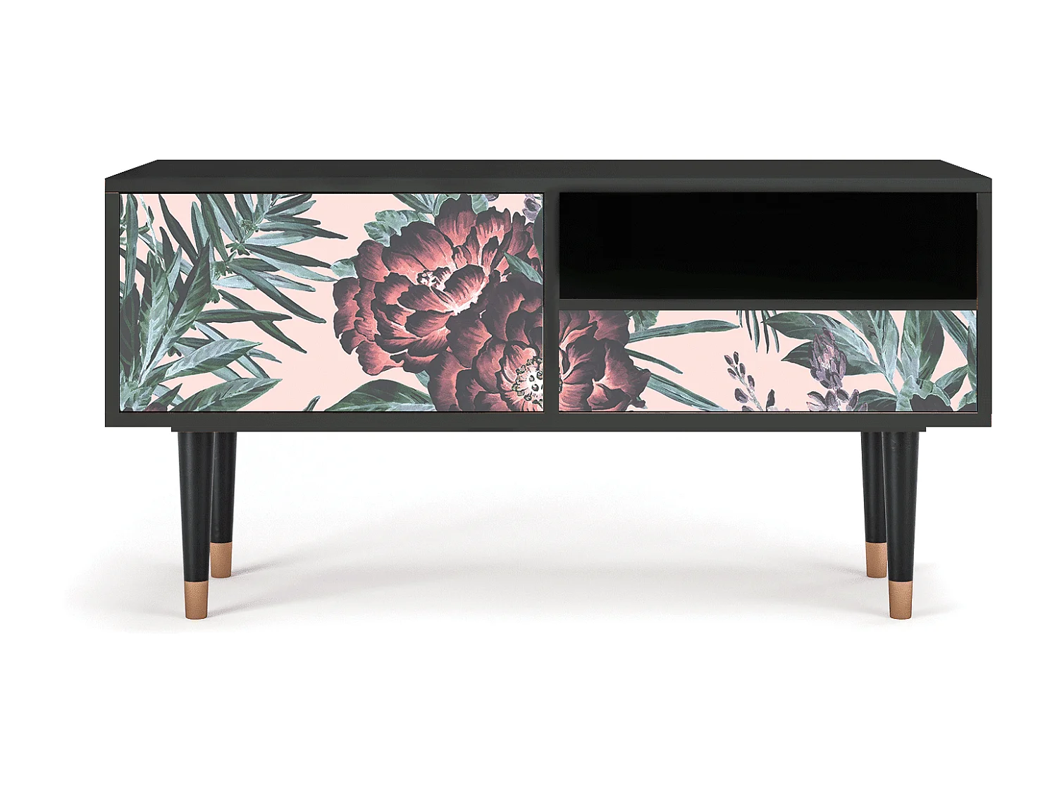 Mueble de TV - 115х59х48 cm - T3 - Peach Peonies, Antracita