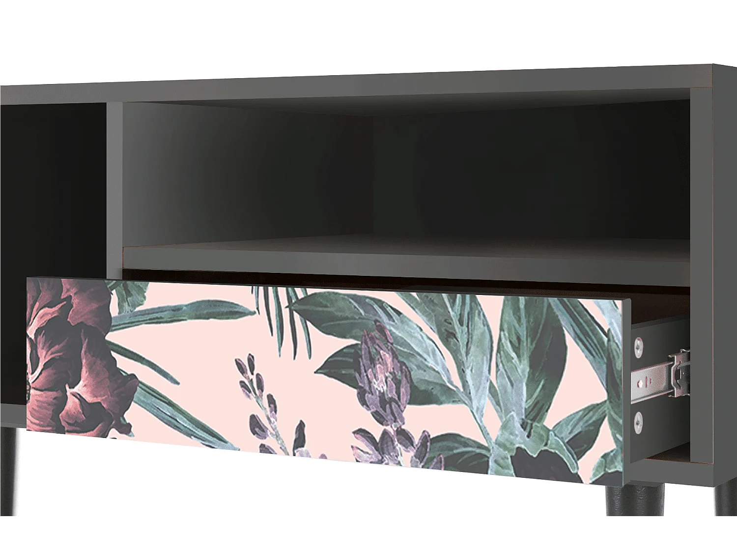 Mueble de TV - 115х59х48 cm - T3 - Peach Peonies, Antracita