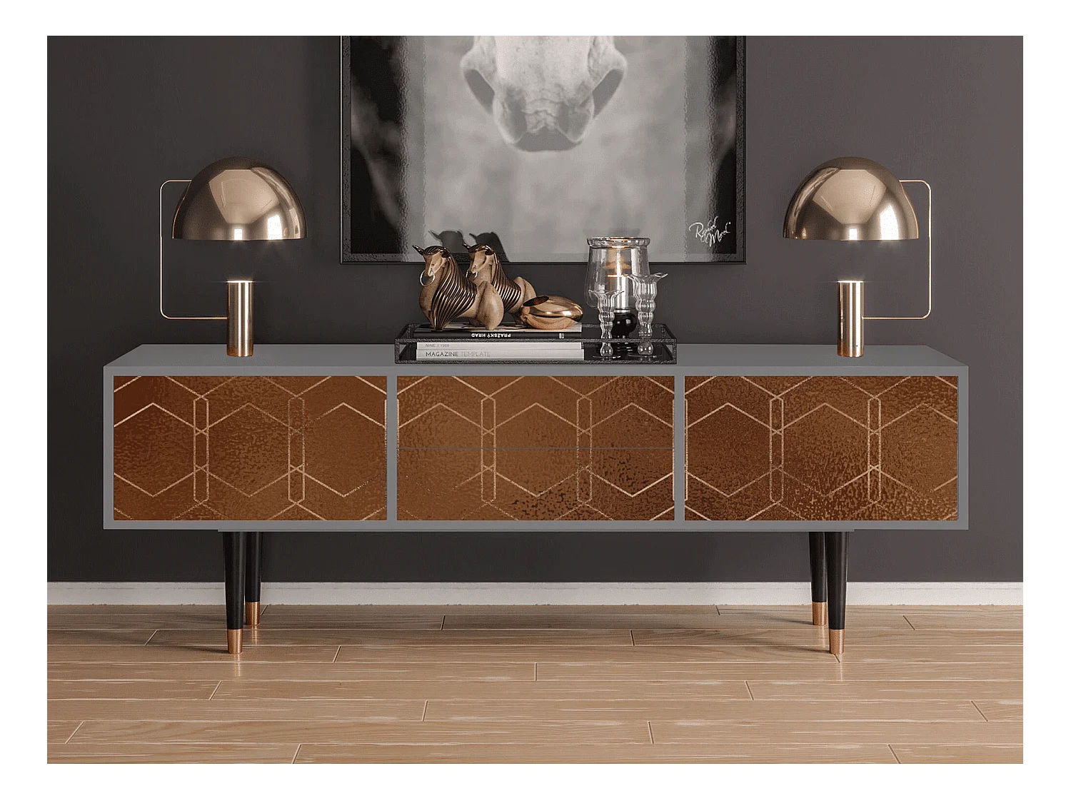 Meuble TV - 170х59х48 cm - T4 - Chocolate Bar, Gris