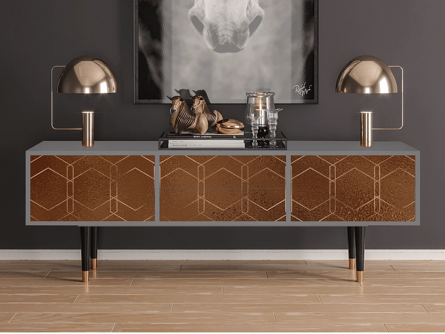 Szafka RTV - 170х59х48 cm - T4 - Chocolate Bar, Szary