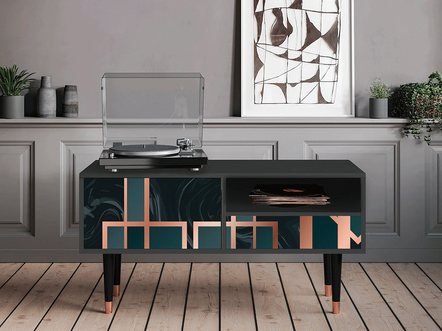 Meuble TV - 115х59х48 cm - T3 - Emerald Metro, Anthracite