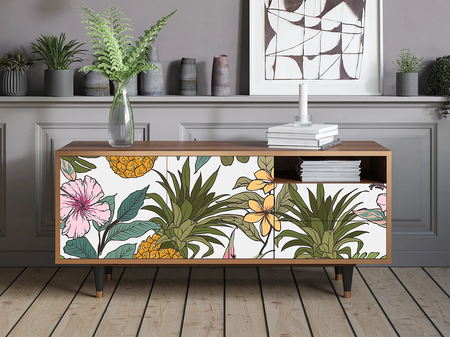 Meuble TV - 125х56х41 cm - T7 - Estival Fruit, Noyer