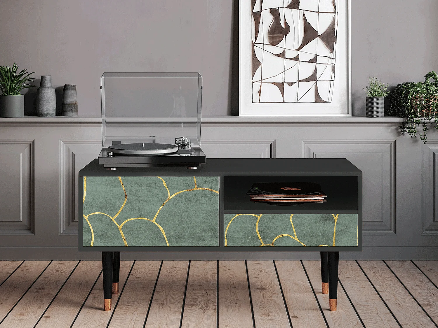 TV-meubel - 115х59х48 cm - T3 - Magnificent Water Lily, Antraciet