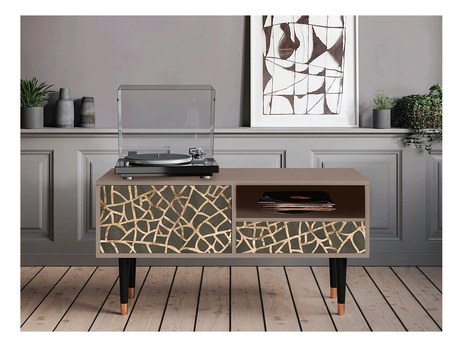 TV-Möbel - 115х59х48 cm - T3 - Enlarged Leaf, Latte