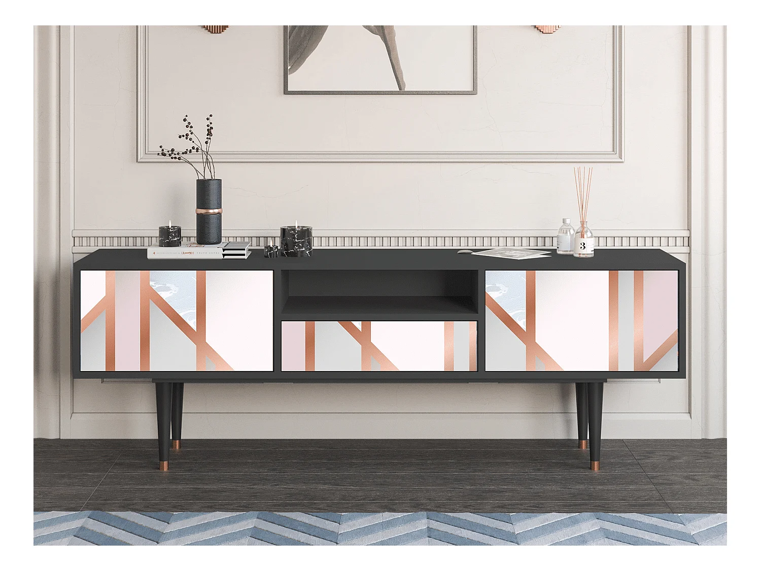 Meuble TV - 170х59х41 cm - T6 - Champagne Story, Anthracite
