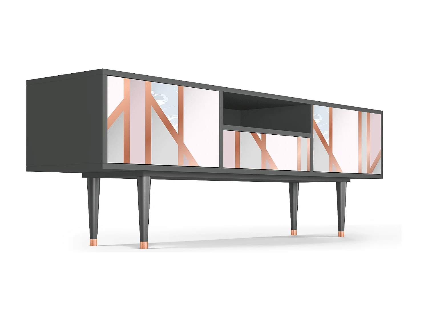 Szafka RTV - 170х59х41 cm - T6 - Champagne Story, Antracyt