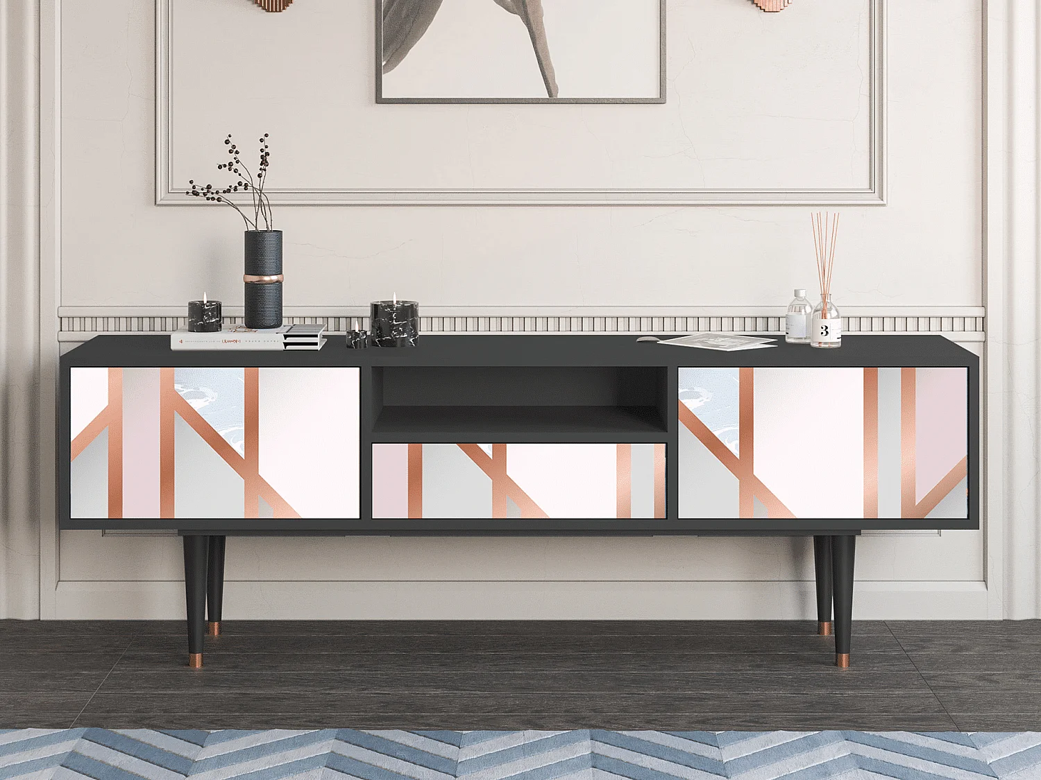 Meuble TV - 170х59х41 cm - T6 - Champagne Story, Anthracite