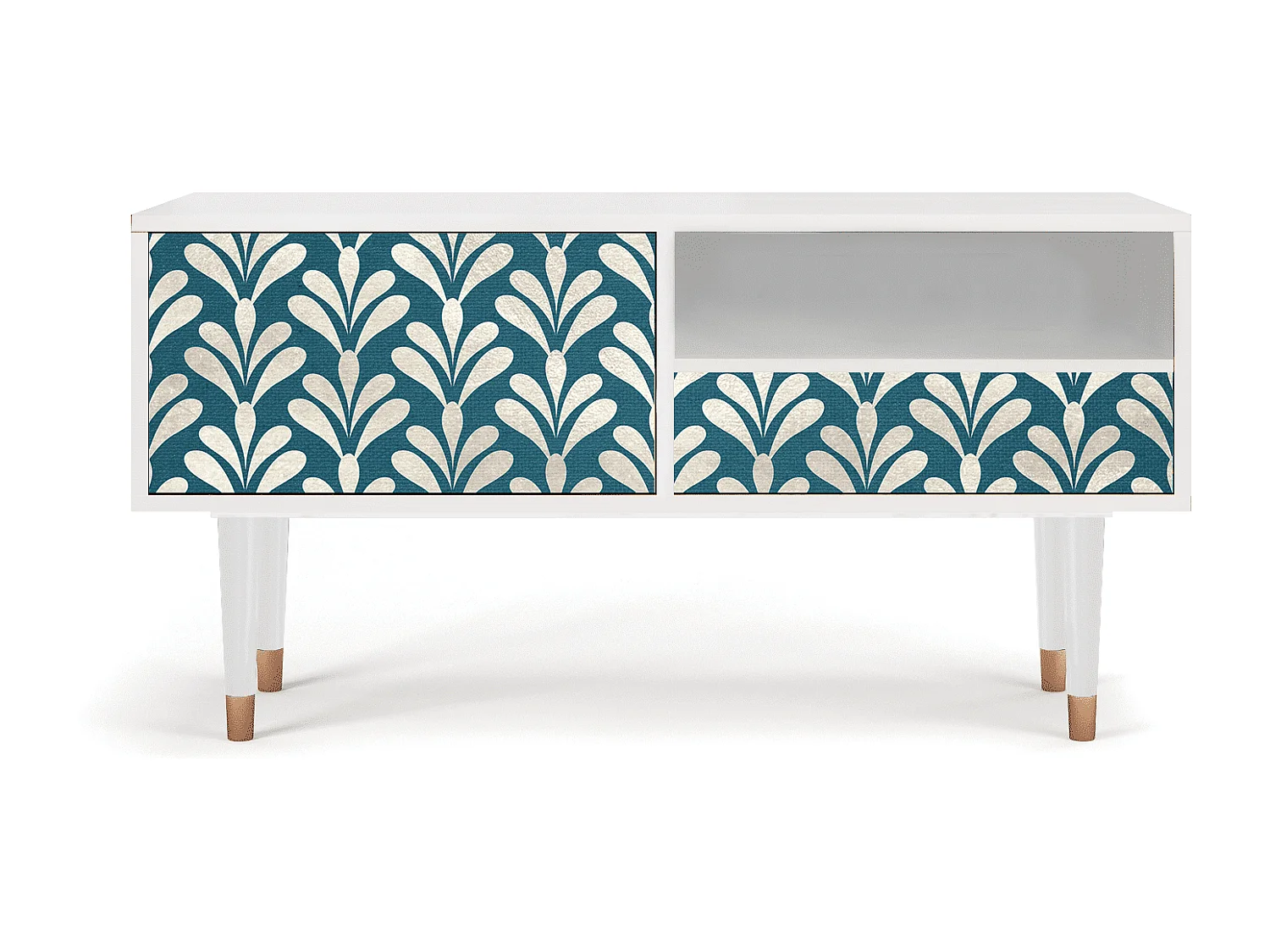 Mueble de TV - 115х59х48 cm - T3 - Milky Tears, Blanco