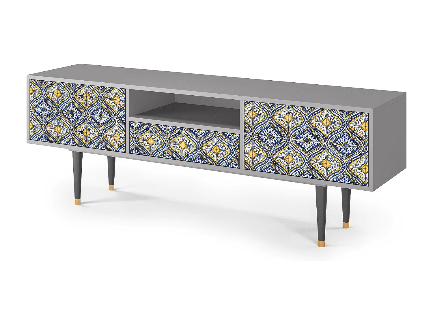 Mueble de TV - 170х59х41 cm - T6 - Illusory Pattern, Gris