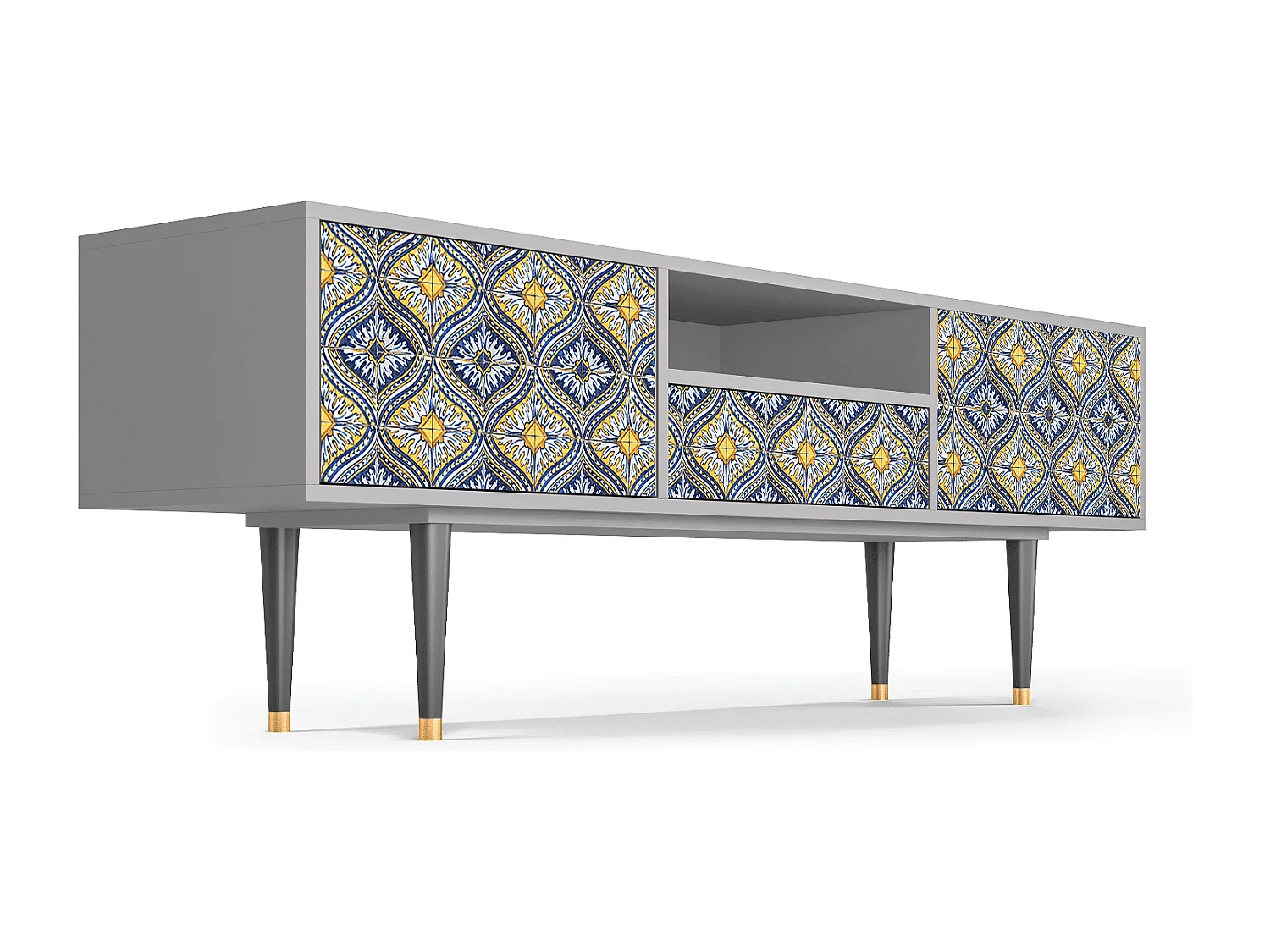 Mueble de TV - 170х59х41 cm - T6 - Illusory Pattern, Gris