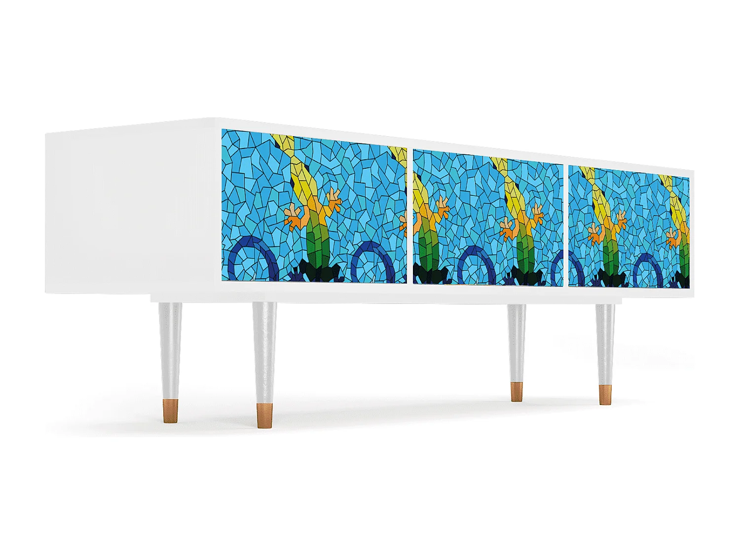 Szafka RTV - 170х59х48 cm - T4 - Gaudi's Lizard, Biały