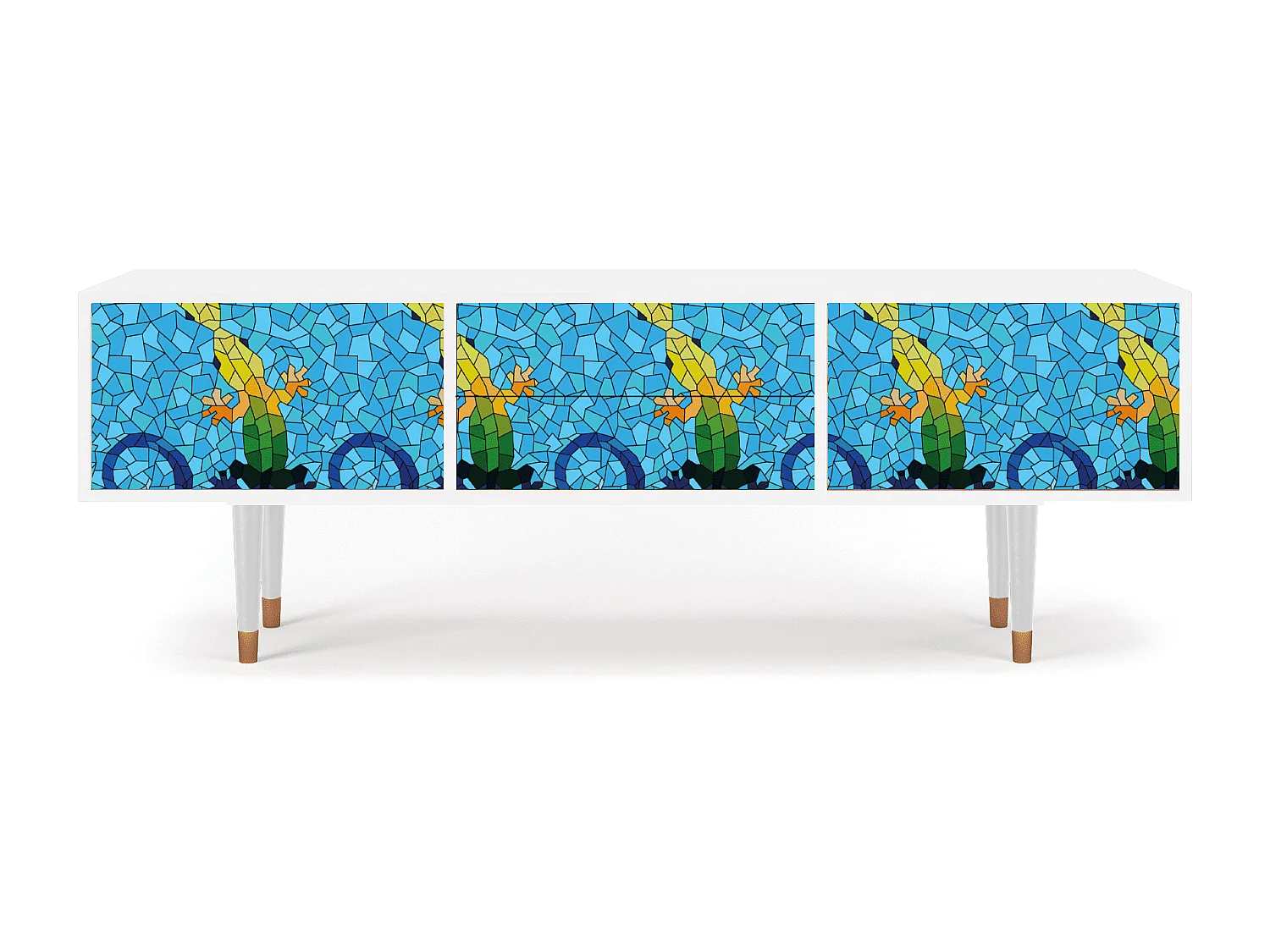 Szafka RTV - 170х59х48 cm - T4 - Gaudi's Lizard, Biały