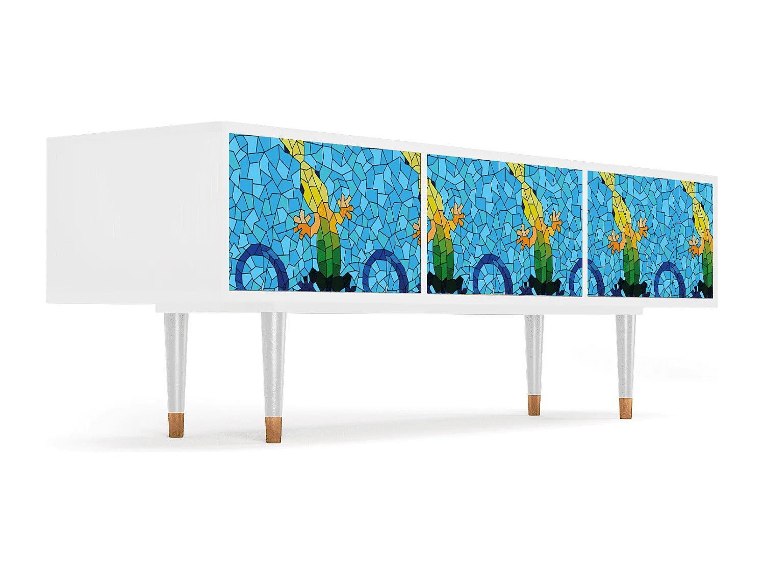 Szafka RTV - 170х59х48 cm - T4 - Gaudi's Lizard, Biały