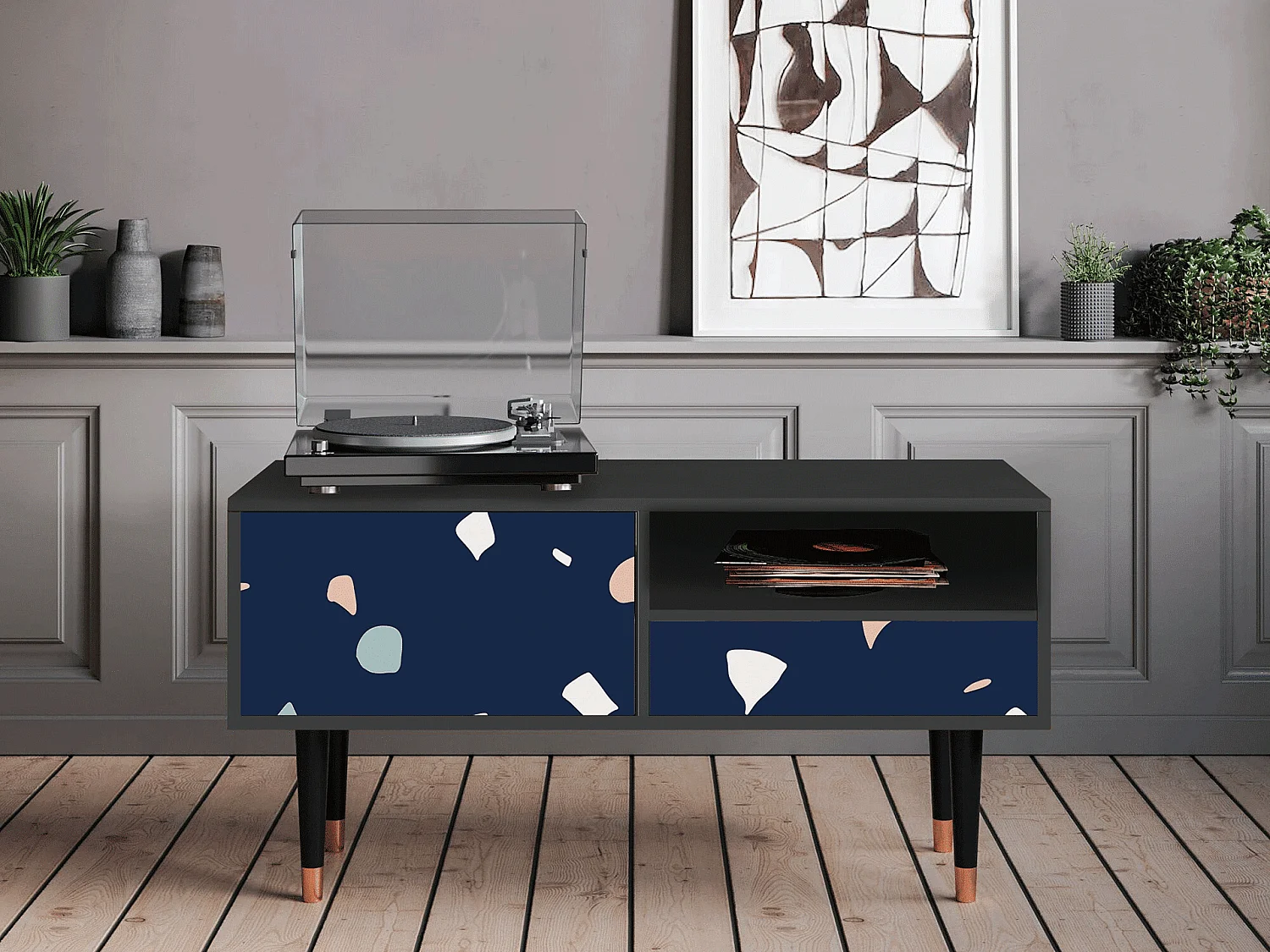 Meuble TV - 115х59х48 cm - T3 - Space Satellites, Anthracite