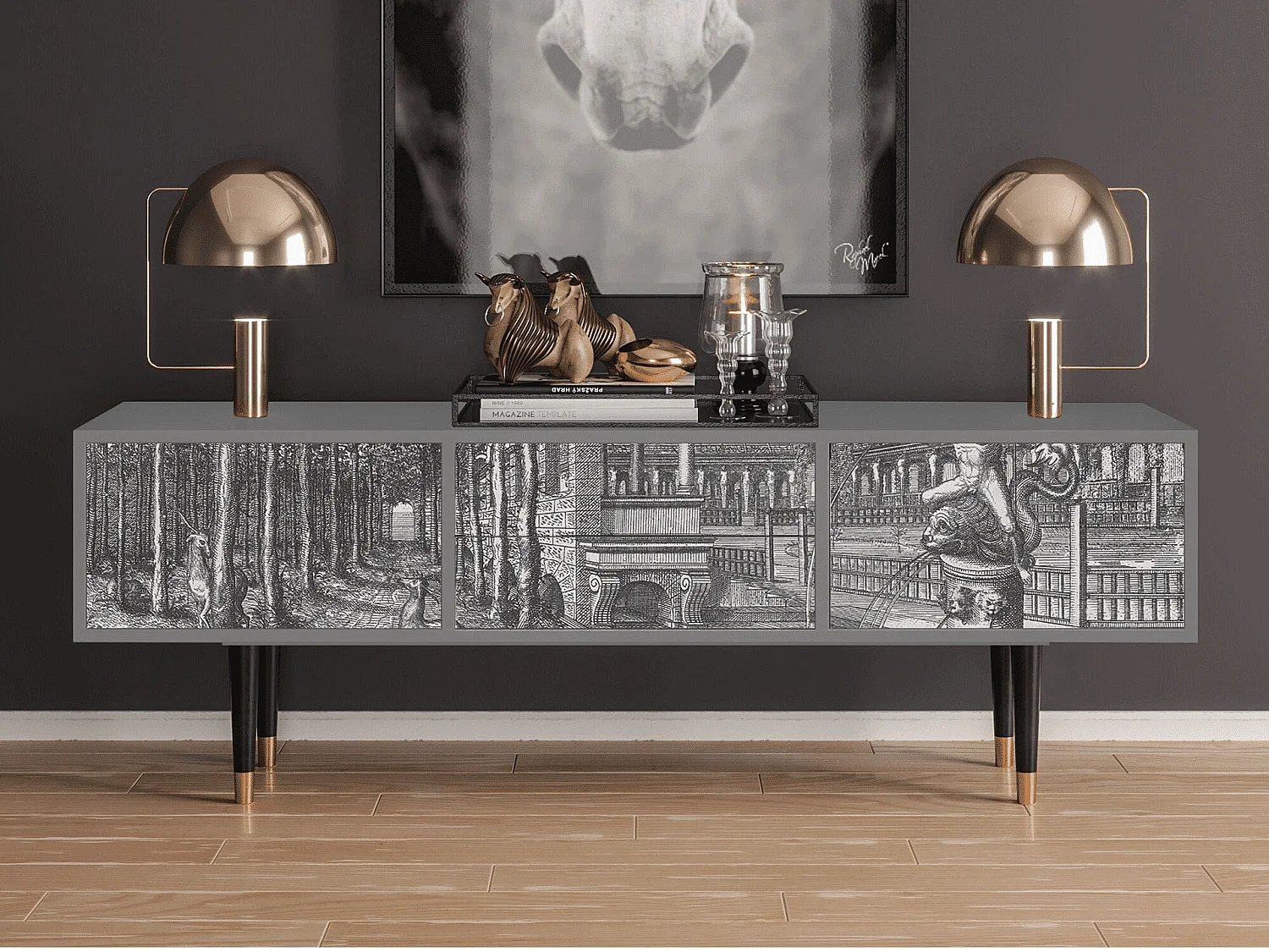 Meuble TV - 170х59х48 cm - T4 - View of the Piazza, Gris