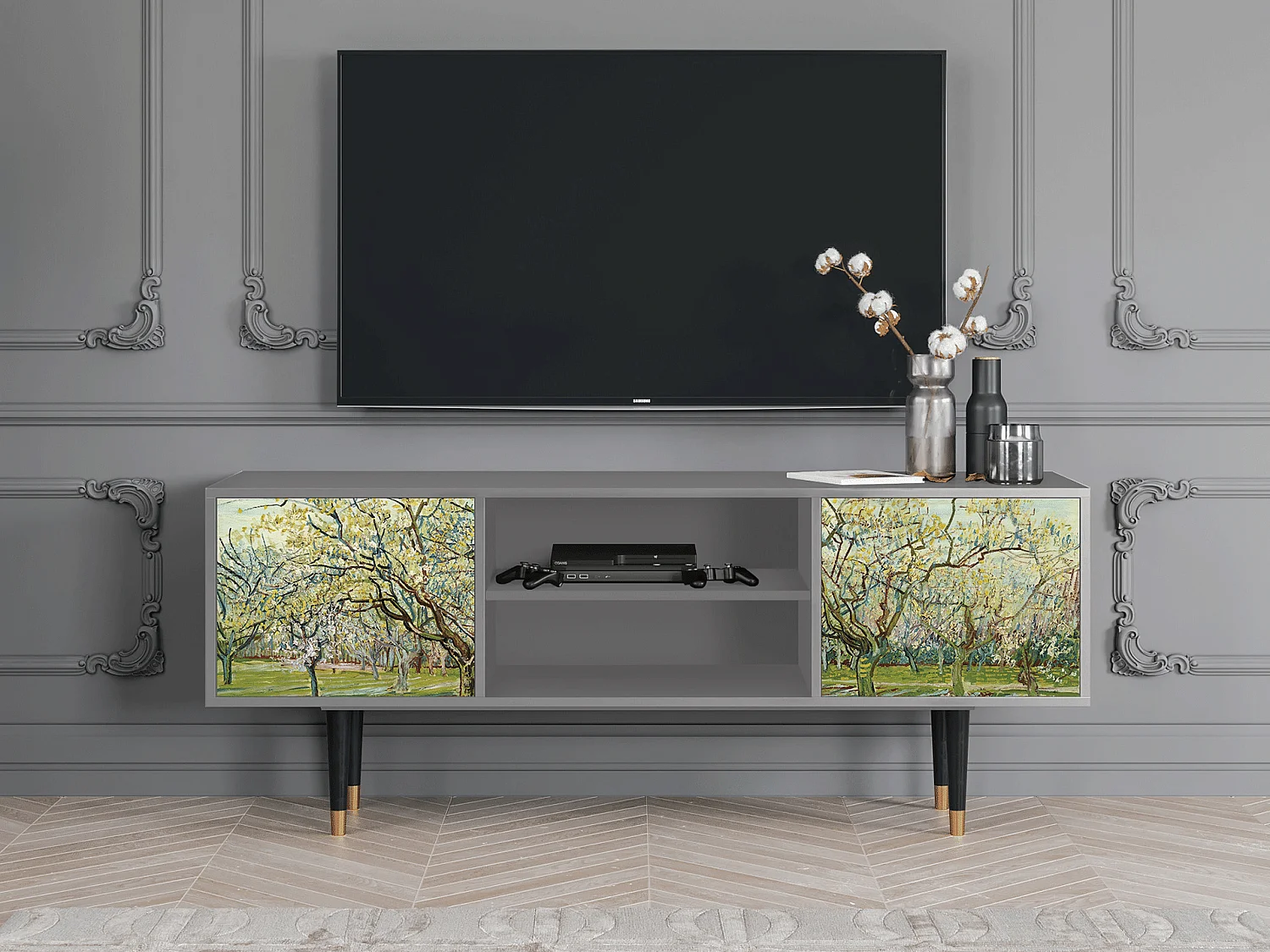 Mobile TV - 170х69х48 cm - T2 - The Bianco Orchard, Grigio
