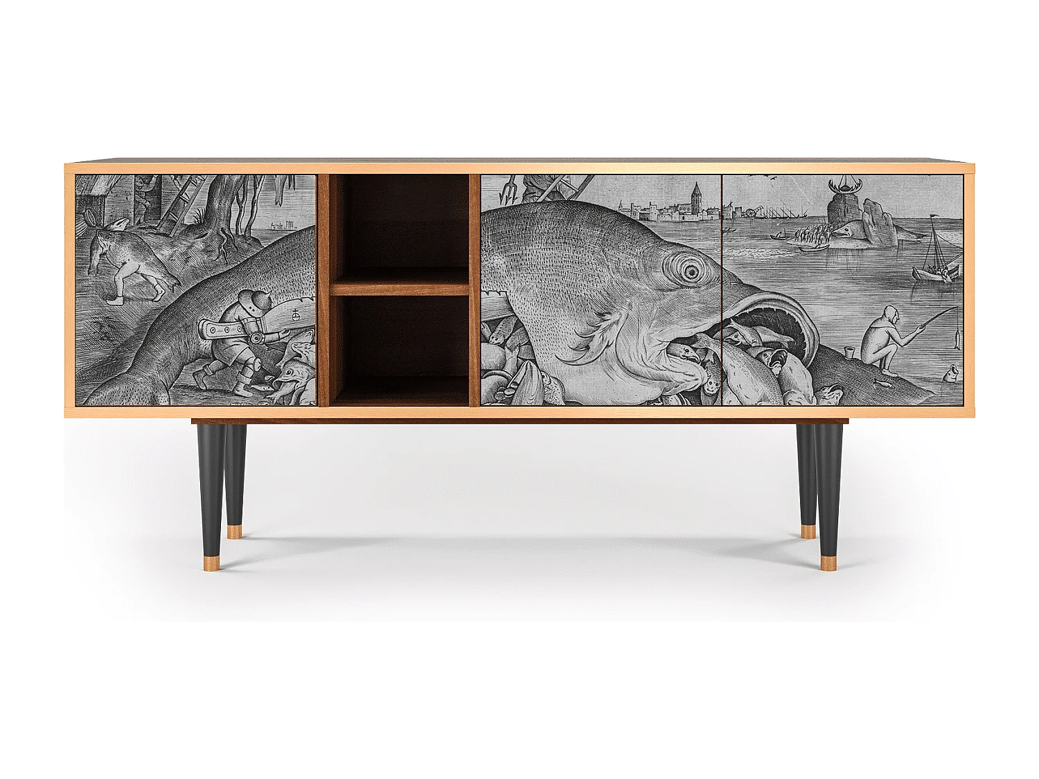 Mobile TV - 150х69х41 cm - T5 - Big Fish Eat Little, Noce