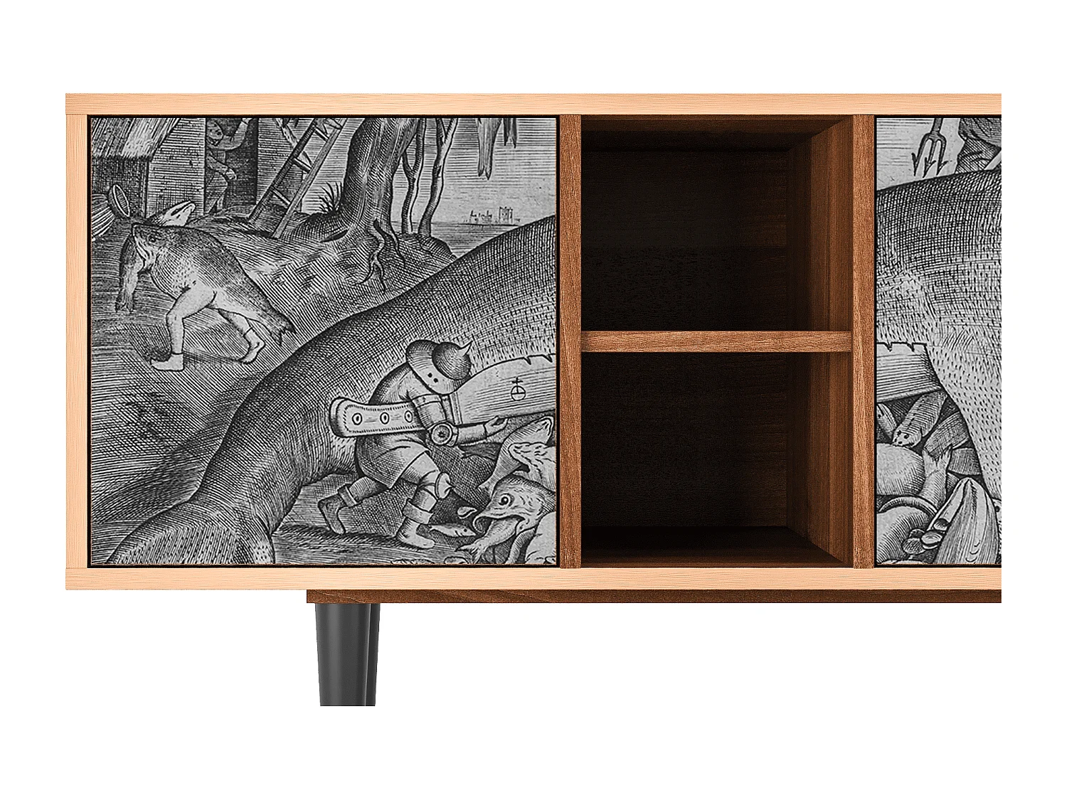 Mobile TV - 150х69х41 cm - T5 - Big Fish Eat Little, Noce