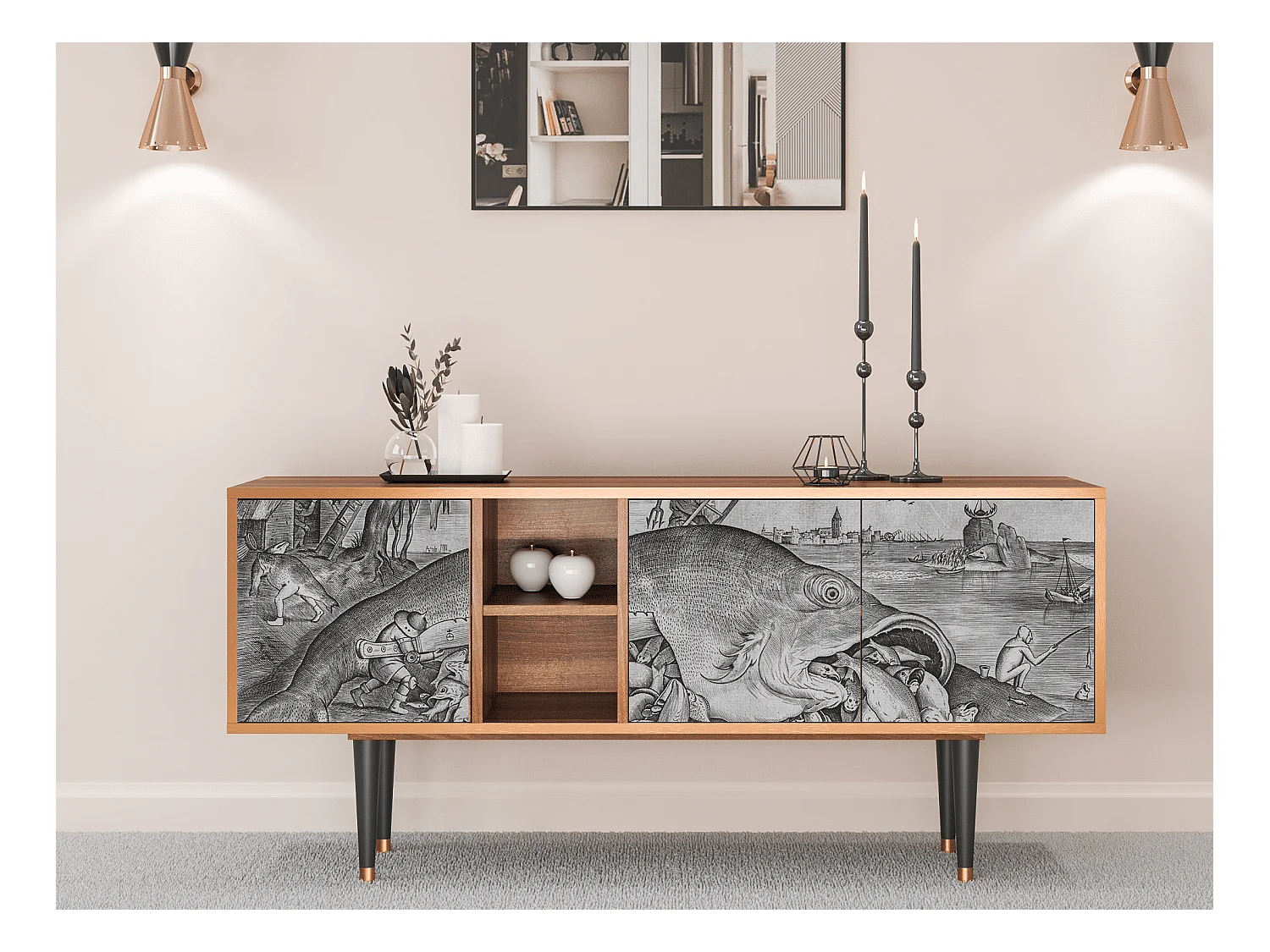 Meuble TV - 150х69х41 cm - T5 - Big Fish Eat Little, Noyer