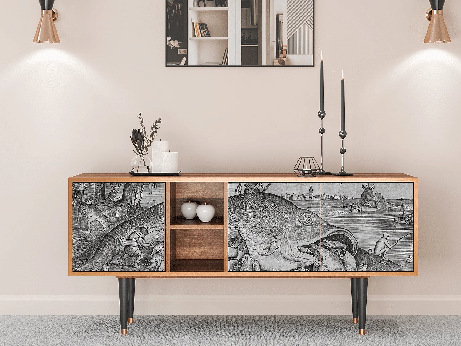 Meuble TV - 150х69х41 cm - T5 - Big Fish Eat Little, Noyer