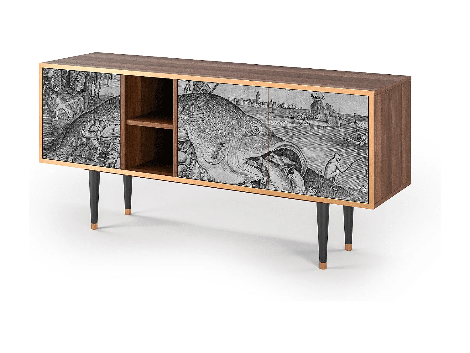 Meuble TV - 150х69х41 cm - T5 - Big Fish Eat Little, Noyer