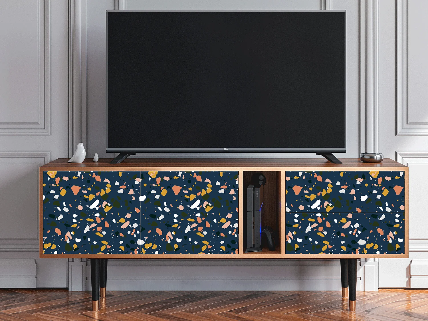 Meuble TV - 170х69х48 cm - T1 - Night Sky Langhterns, Noyer