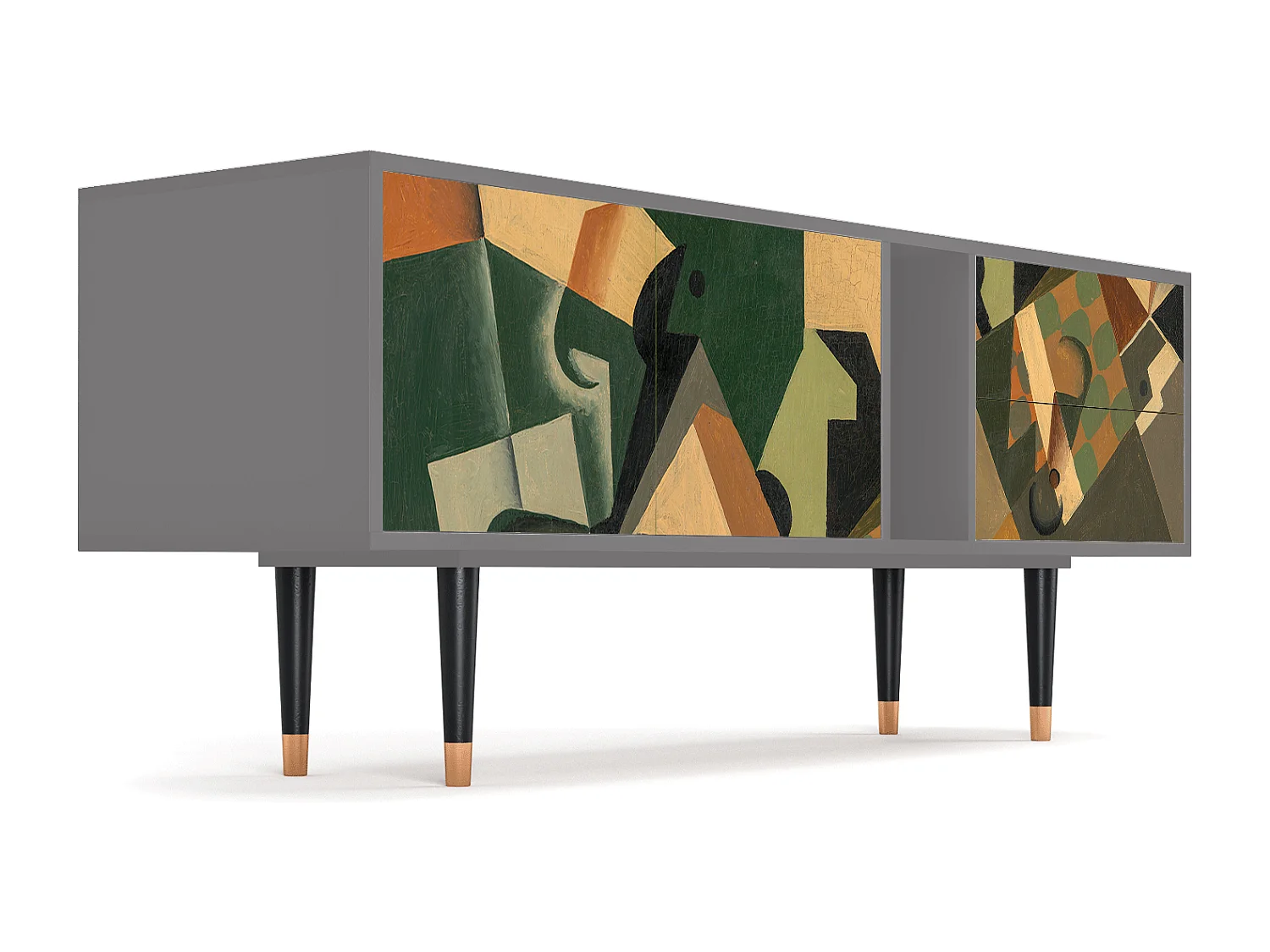 TV-meubel - 170х69х48 cm - T1 - Glass and Checkerboard, Grijs