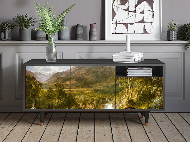 TV-meubel - 125х56х41 cm - T7 - The Heart of the Andes , Antraciet