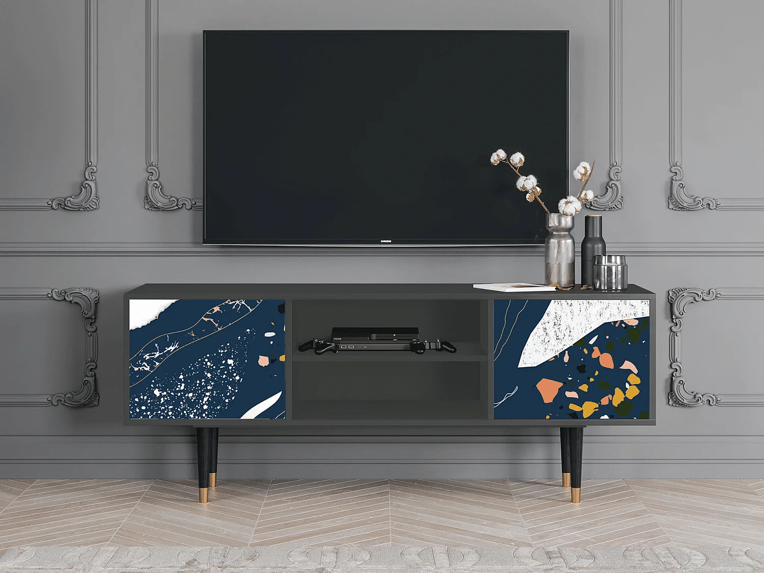 Meuble TV - 170х69х48 cm - T2 - Nude Iceberg, Anthracite