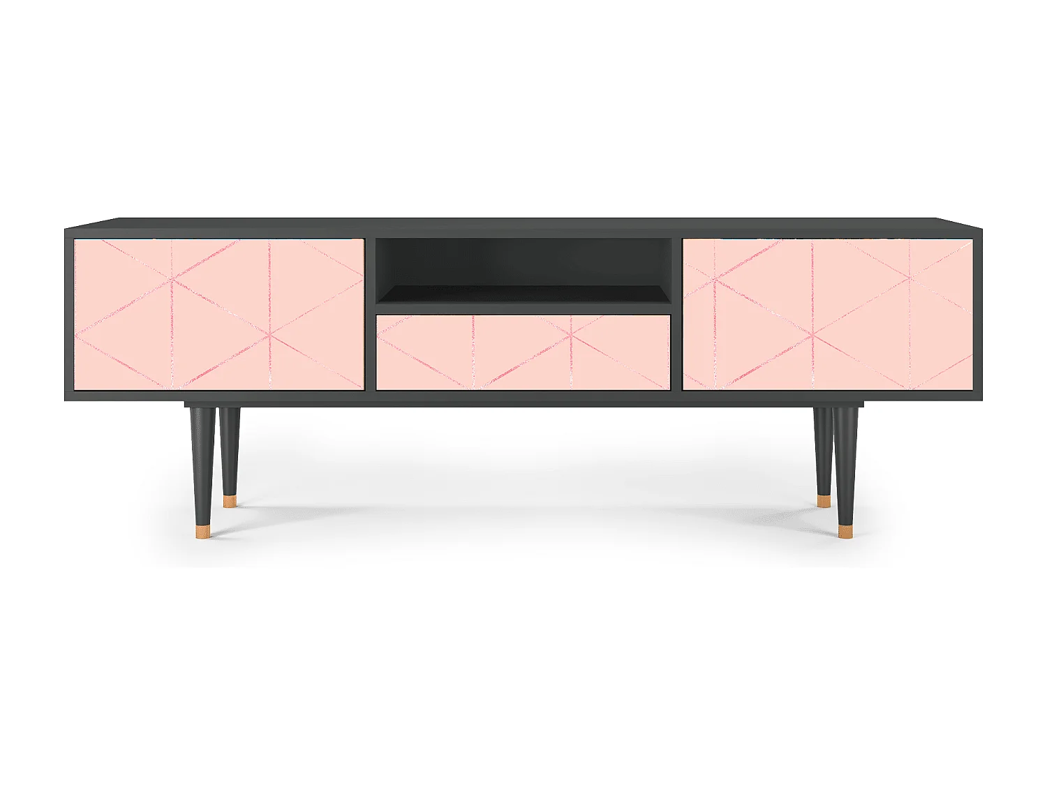 Mueble de TV - 170х59х41 cm - T6 - Rose Quartz, Antracita