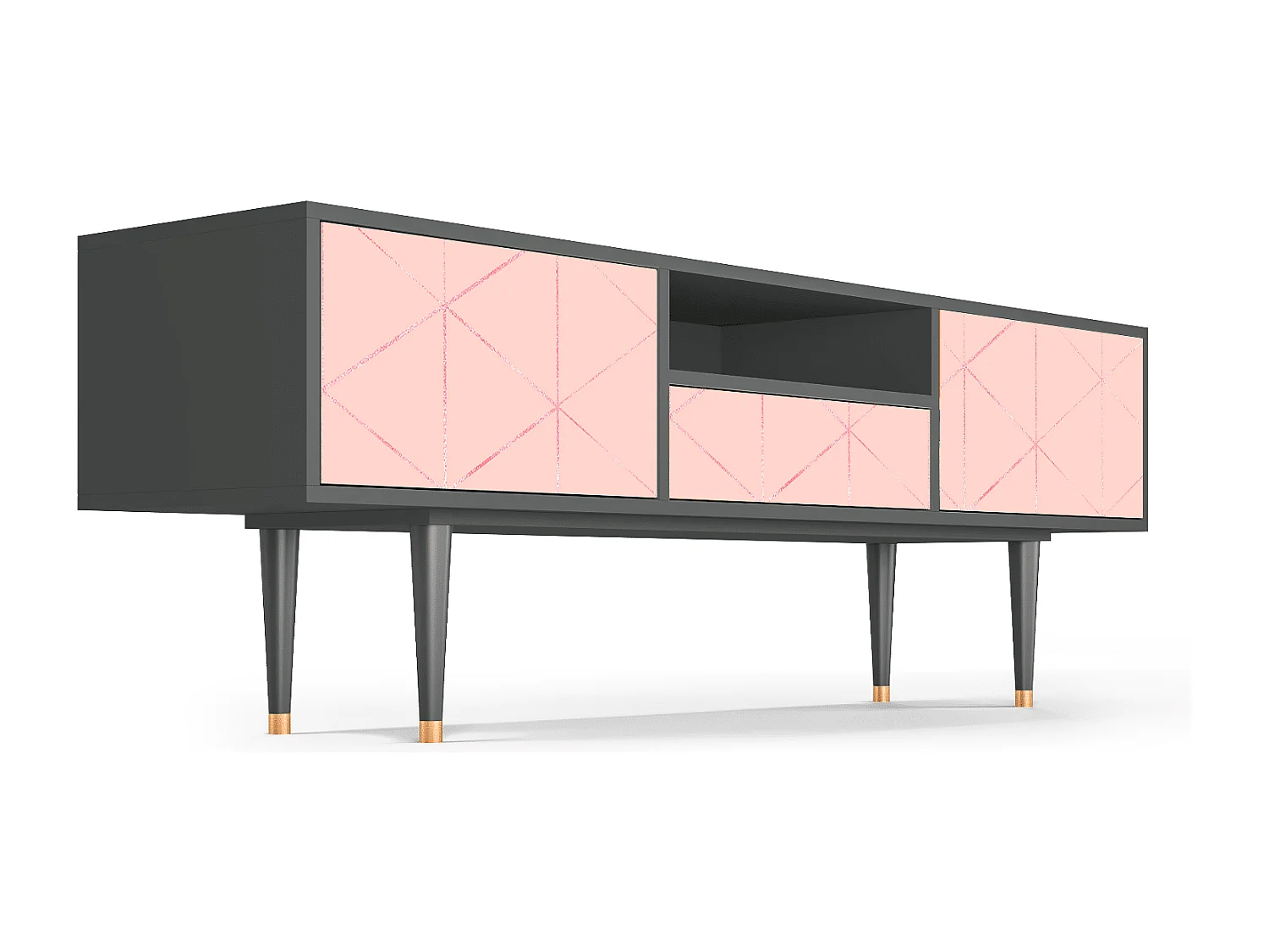 Mueble de TV - 170х59х41 cm - T6 - Rose Quartz, Antracita