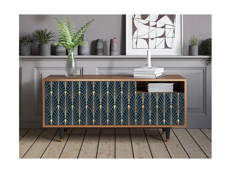 Meuble TV - 125х56х41 cm - T7 - Flower of the Nile, Noyer