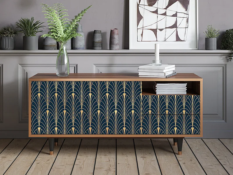 TV-meubel - 125х56х41 cm - T7 - Flower of the Nile, Walnoot