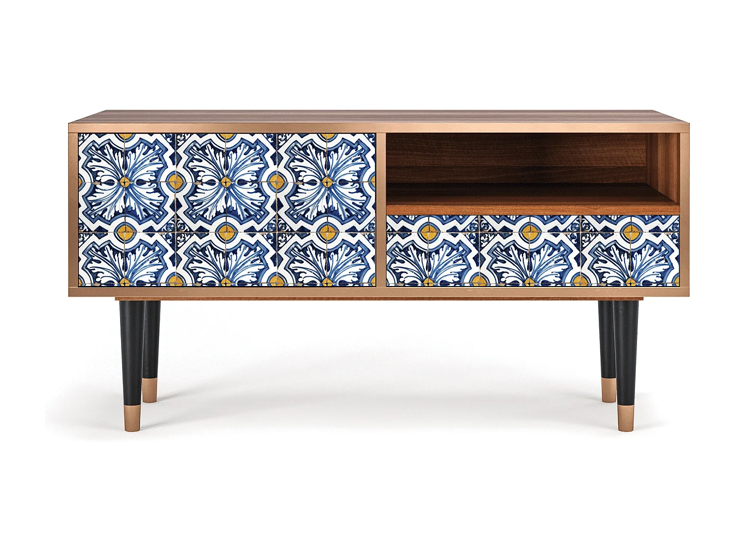 Meuble TV - 115х59х48 cm - T3 - Lovely Cornflowers, Noyer