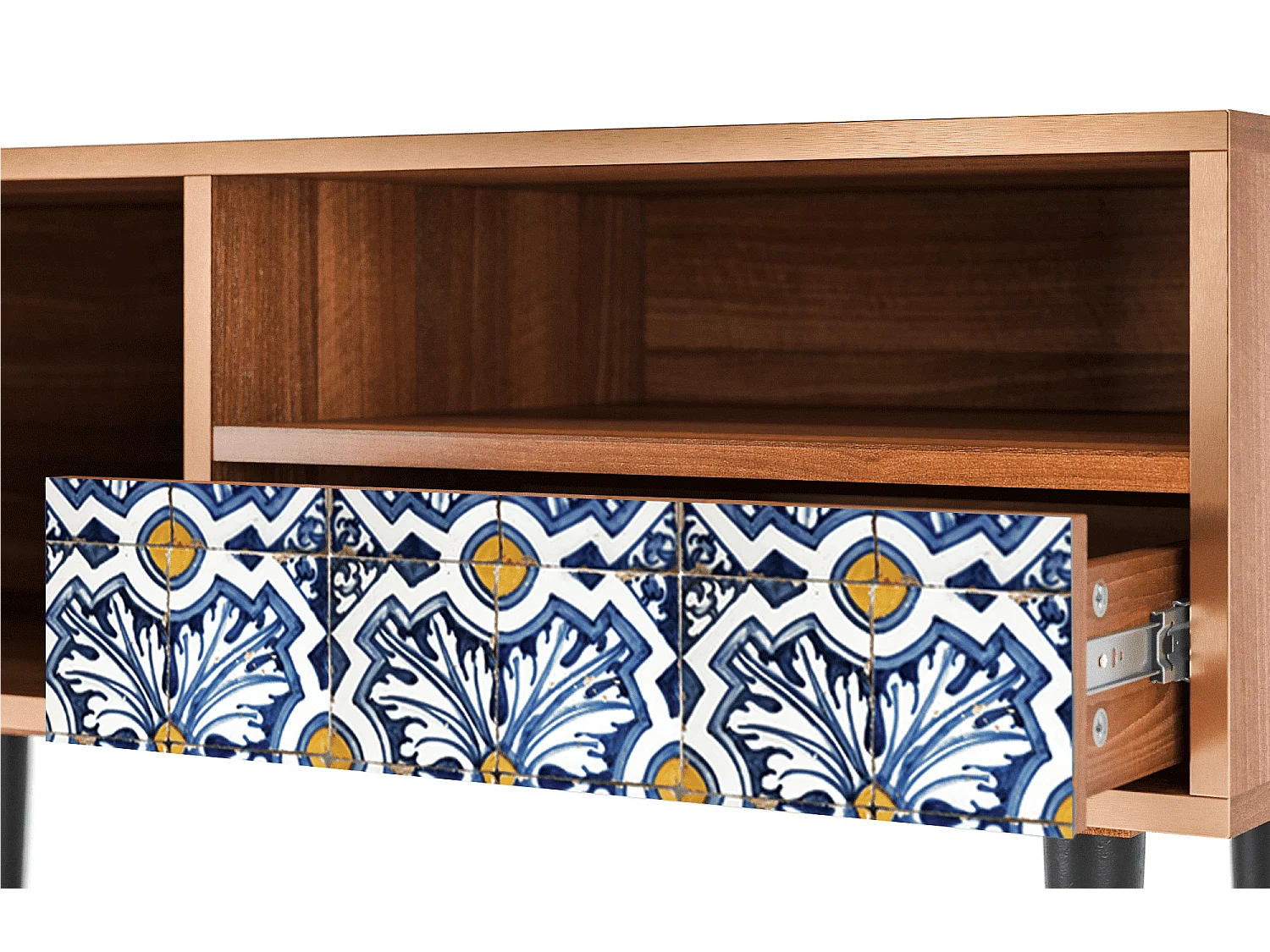 Meuble TV - 115х59х48 cm - T3 - Lovely Cornflowers, Noyer