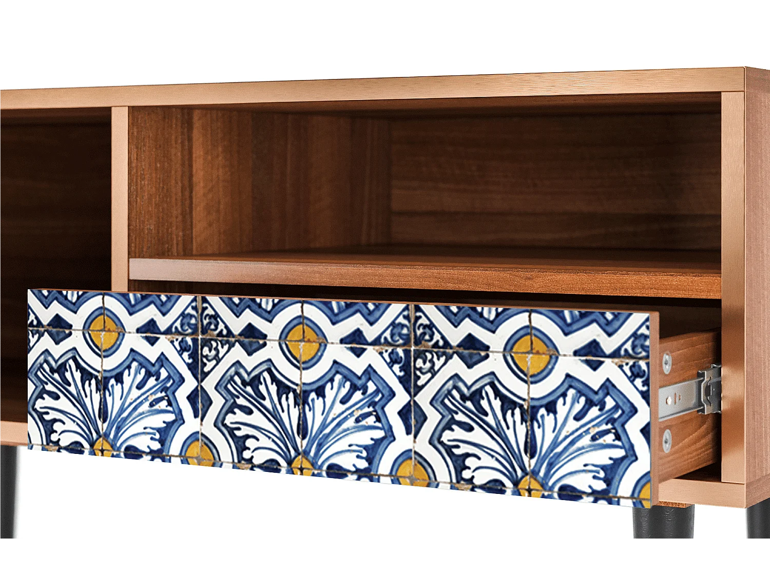 Mobile TV - 115х59х48 cm - T3 - Lovely Cornflowers, Noce