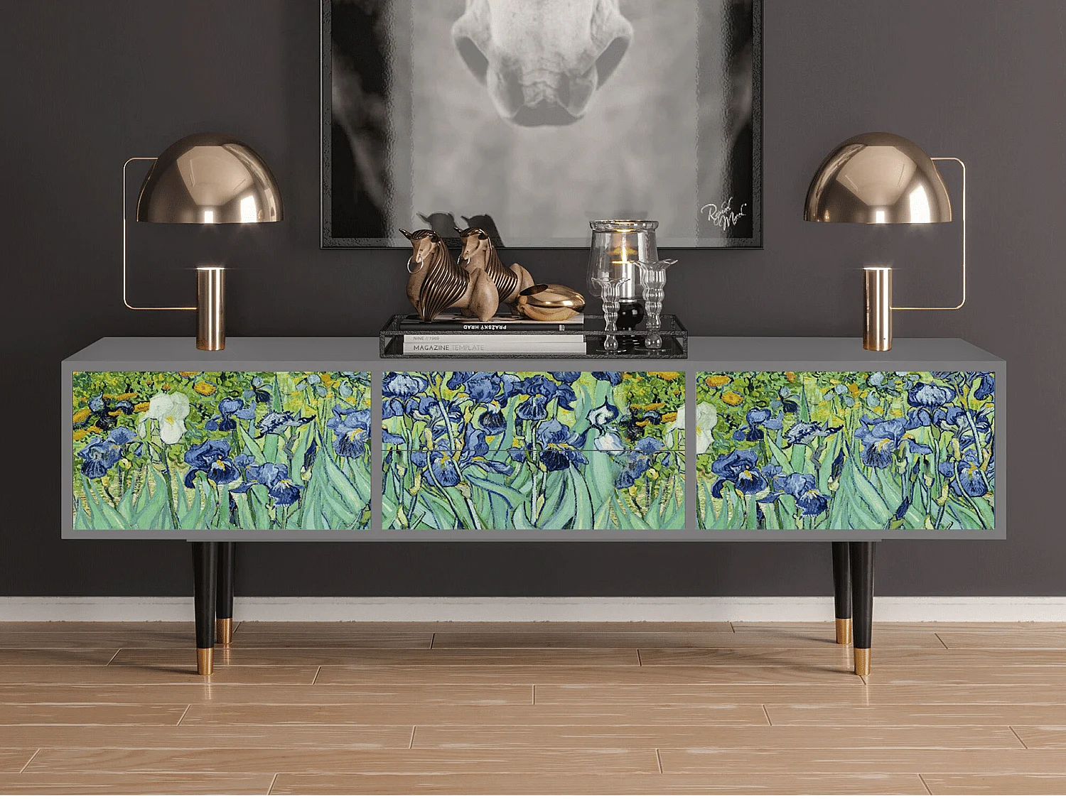 Meuble TV - 170х59х48 cm - T4 - Irises , Gris