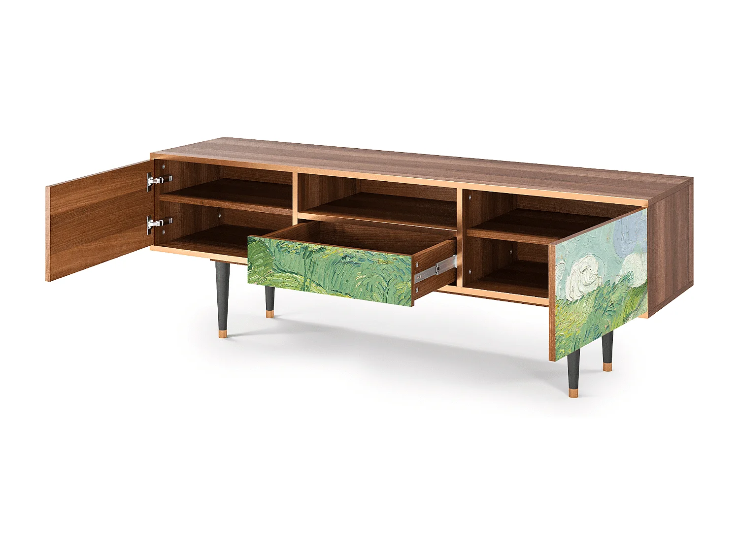 Meuble TV - 170х59х41 cm - T6 - Green Wheat Fields, Noyer