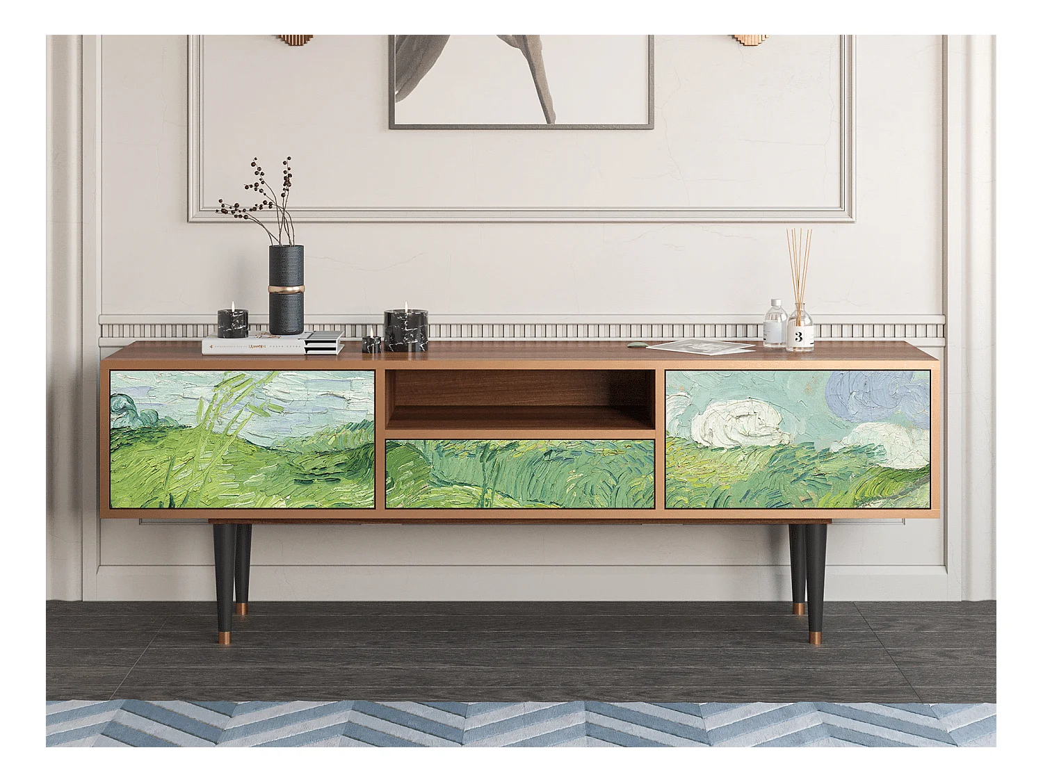 TV-Möbel - 170х59х41 cm - T6 - Green Wheat Fields, Walnuss