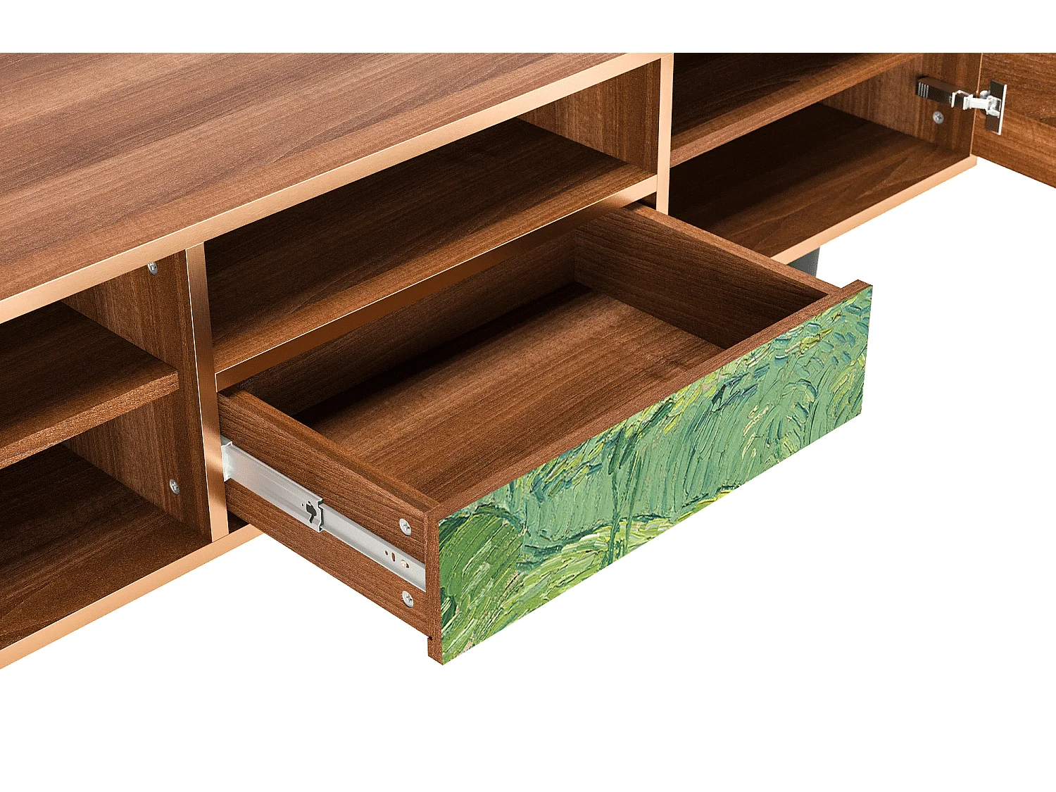 Meuble TV - 170х59х41 cm - T6 - Green Wheat Fields, Noyer