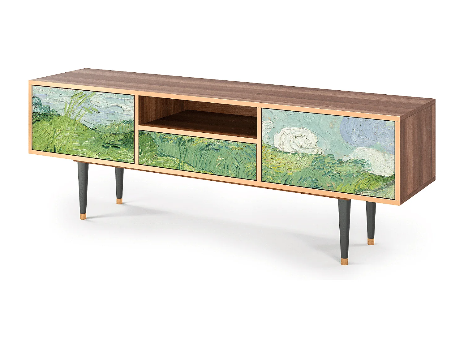 Meuble TV - 170х59х41 cm - T6 - Green Wheat Fields, Noyer