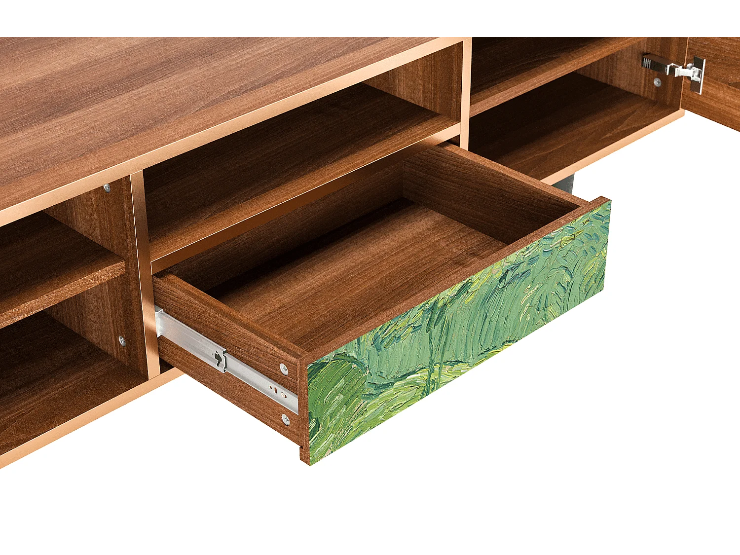 Meuble TV - 170х59х41 cm - T6 - Green Wheat Fields, Noyer