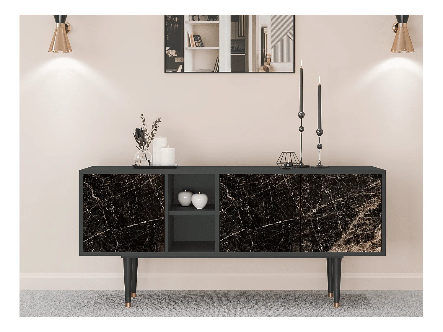 Szafka RTV - 150х69х41 cm - T5 - Night Abyss, Antracyt