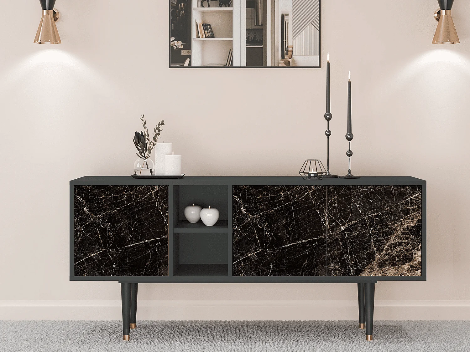 Szafka RTV - 150х69х41 cm - T5 - Night Abyss, Antracyt