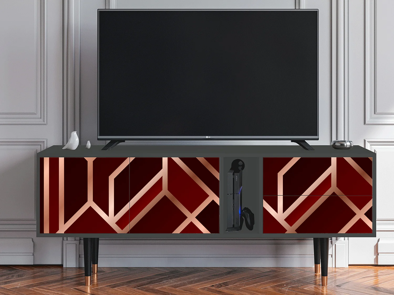 TV-Möbel - 170х69х48 cm - T1 - Velvet 1920's, Anthrazit