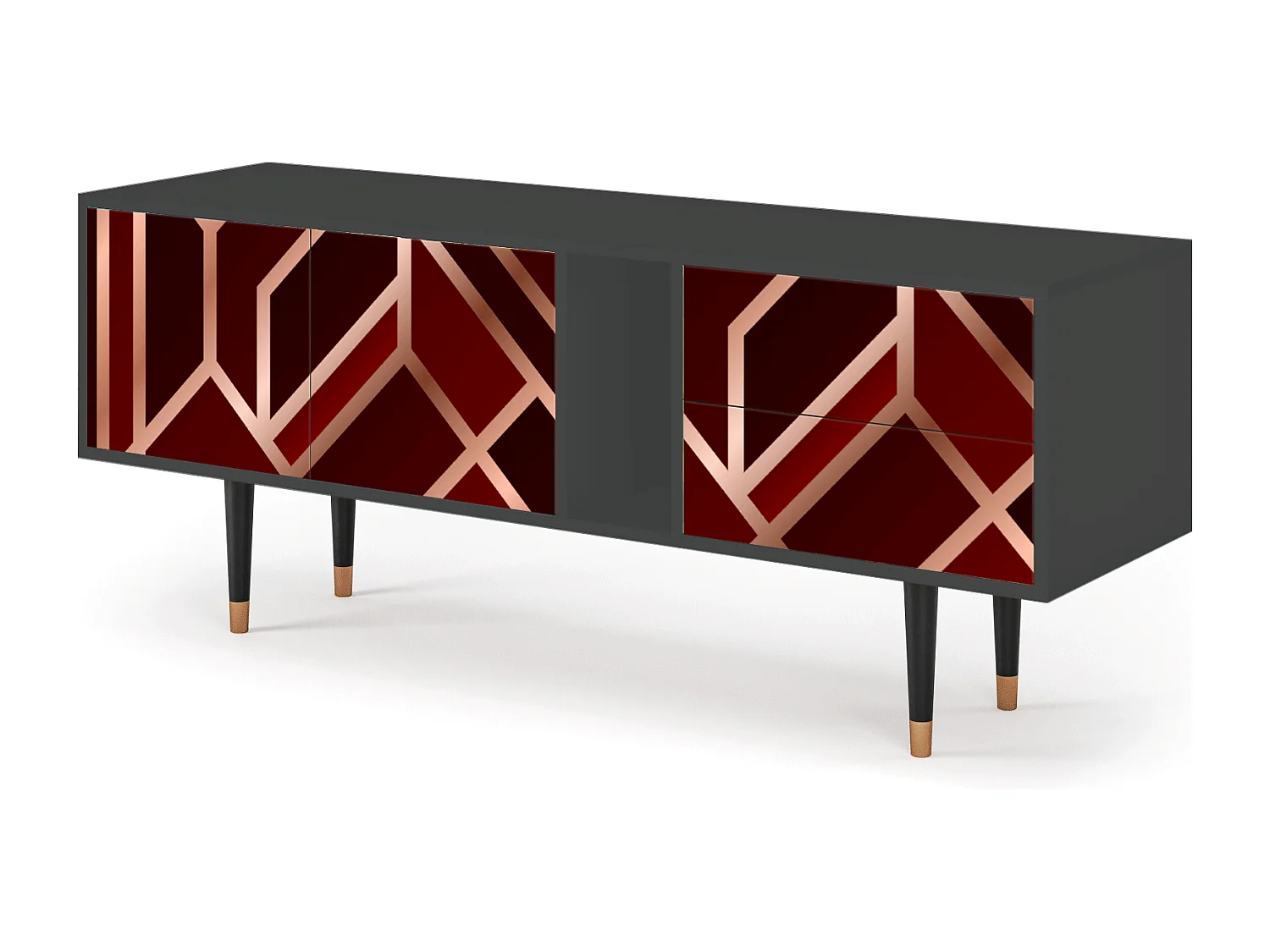 TV-Möbel - 170х69х48 cm - T1 - Velvet 1920's, Anthrazit