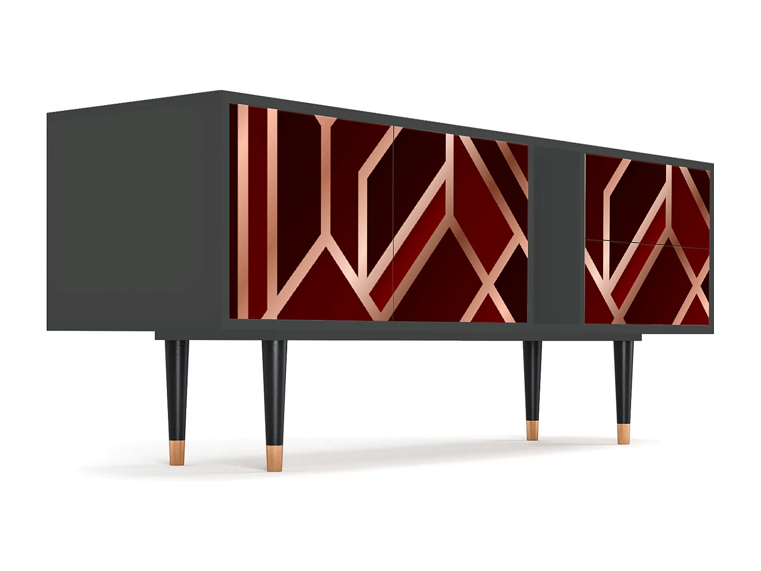 TV-Möbel - 170х69х48 cm - T1 - Velvet 1920's, Anthrazit