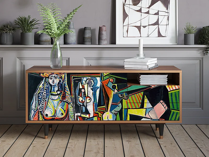 Mueble de TV - 125х56х41 cm - T7 - Women of Algiers, Nogueira