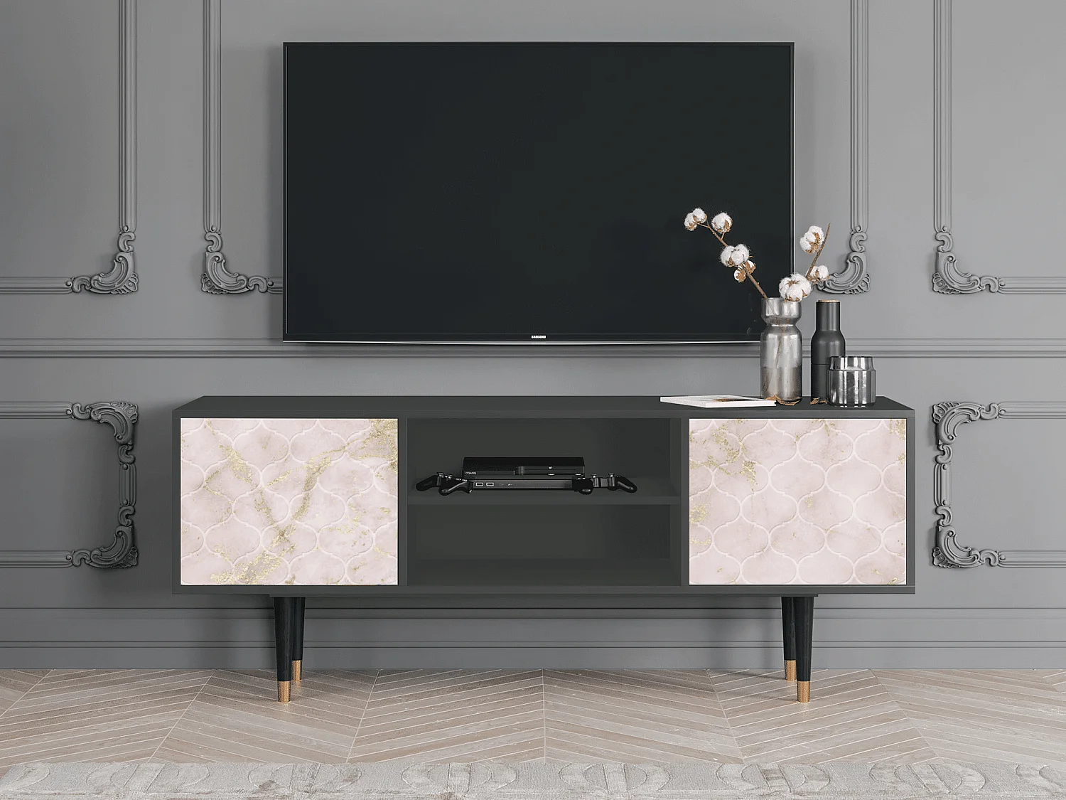 Meuble TV - 170х69х48 cm - T2 - Dirty Roses, Anthracite